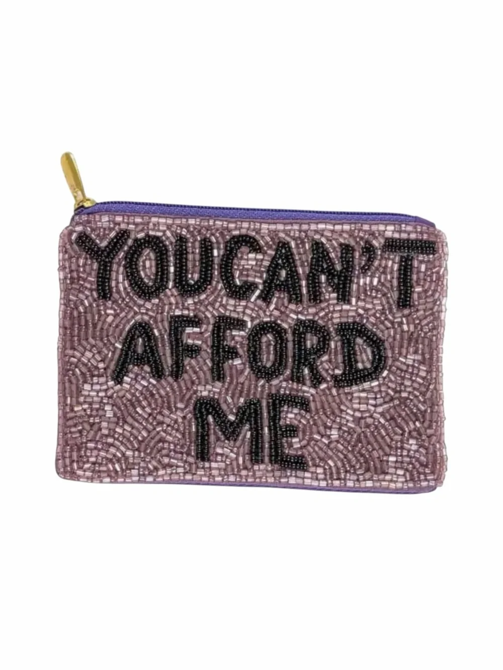 Viral Smoky Purple Beaded “You Can’t Afford Me” Coin Purse NWT